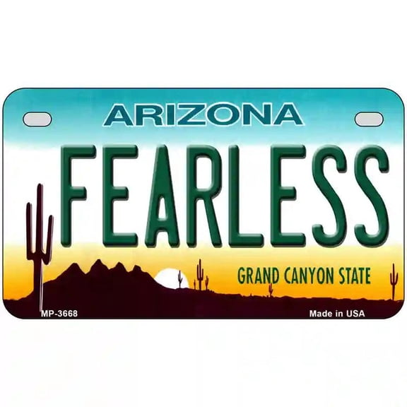 Fearless Arizona Novelty Metal License Plate 7" x 4" Motorcycle (MP)