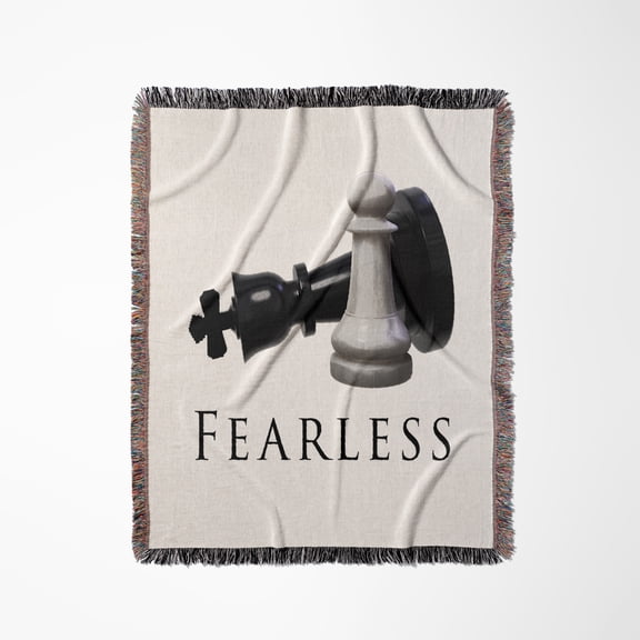 Fearless Chess Pieces, A Pawn Taking Down A Queen, Never Show Fear., Woven Blanket