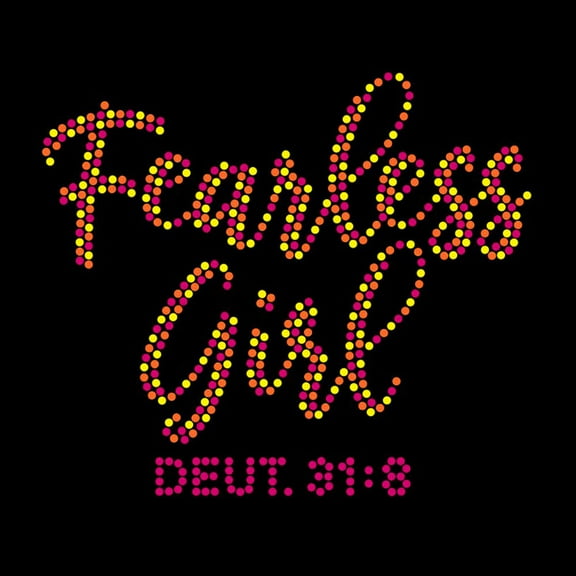 Fearless Girl Iron-on Neon Nailhead Studs Transfer by JCS Rhinestones