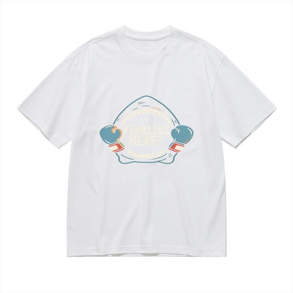 Fearless Heart, Shark Boxing Print 1, Vintage T Shirt, Cotton T-Shirt for Men, 23611303,S