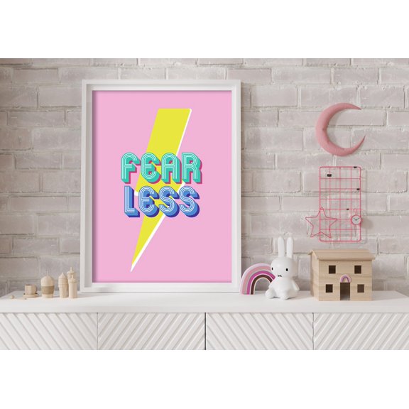 Fearless Lightening Bolt Bedroom,Nursery,Wall Art,Print Wall Art, Modern Wall Decor, 8x12 UNFRAMED