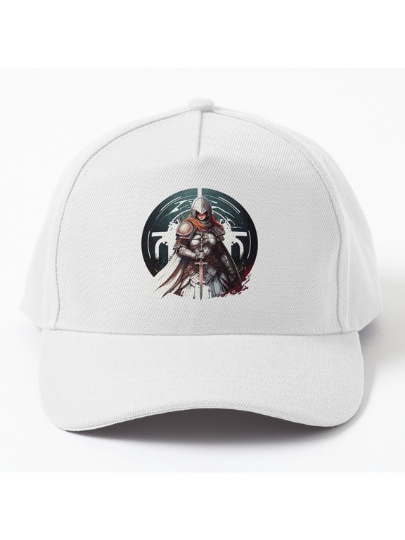 Fearless Redhead Knightess Baseball Cap, Fantasy Warrior Woman Character Design, Classic Hat