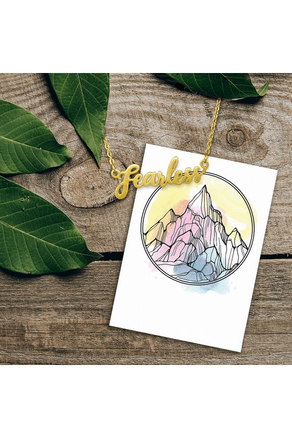 Fearless Script Gold Colored Necklace by Lifebeats