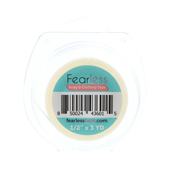 Fearless Tape Roll - Womens Double Sided Fashion Tape Clothing Body (1/2" x 3 Yards) | Clear Fabric Tape on Roll | Cut-to-Size Body Tape Custom Lengths