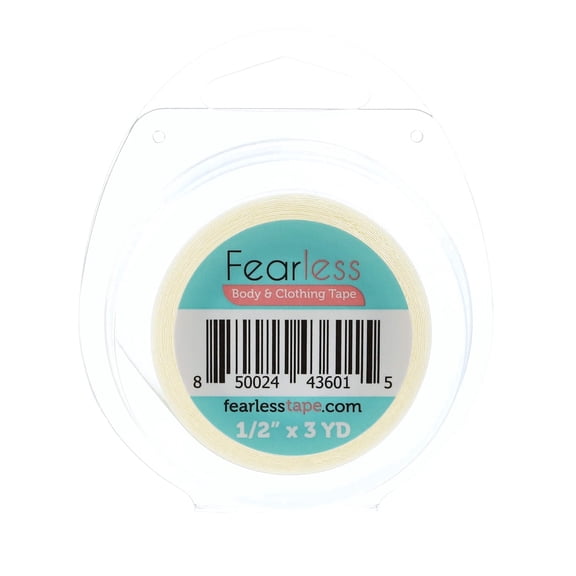 Fearless Tape Roll - Womens Double Sided Fashion Tape Clothing Body (1/2" x 3 Yards) | Clear Fabric Tape on Roll | Cut-to-Size Body Tape Custom Lengths
