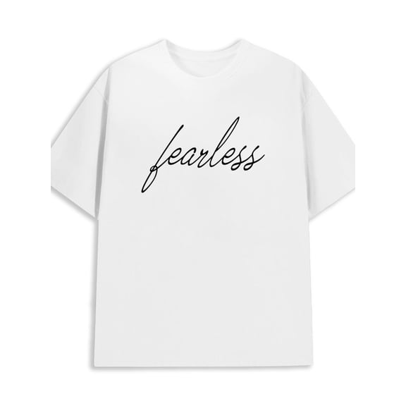 Fearless Tee mens 180G 100% Cotton white Classic Unisex Shirt Graphic Tee tshirts Funny Unisex Shirt Graphic Tee tshirts Vintage Unisex Shirt Crewneck tshirts