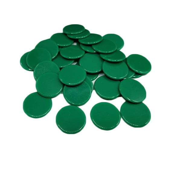 Fearlessin 100 Pcs 19mm Creative Gift Plastic Chips Bingo Markers Token Fun Club Game Toy solid green