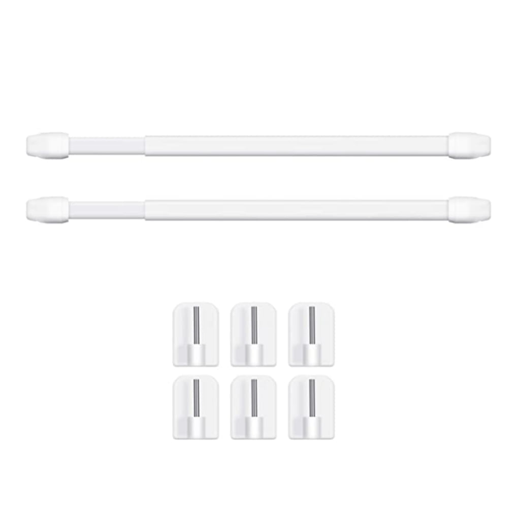 Fearlessin 2 Pieces Adjustable Curtain Rod Extendable Bars Pole Without Drilling Hanging Rods Self Adhesive for Home Bathroom Hotel
