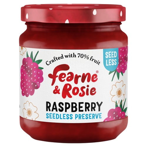 Fearne & Rosie Raspberry Seedless Jam 70% Fruit 310g, British Import (Pack of 2)