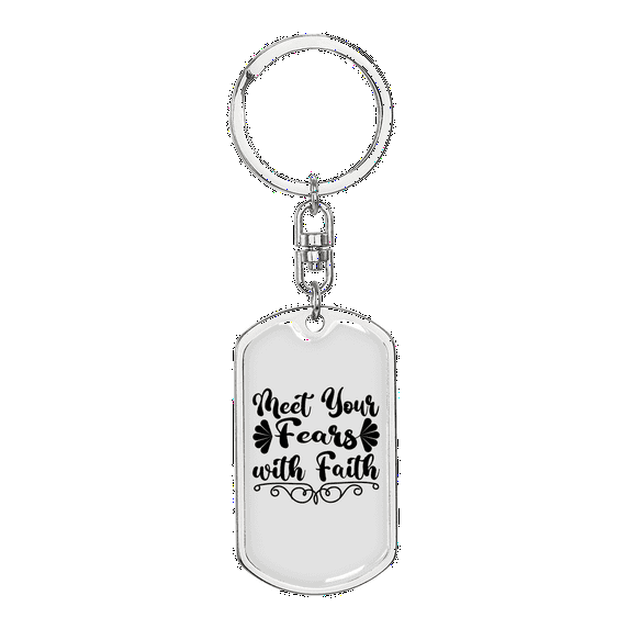Fears With Faith Stainless Steel or 18k Gold Premium Swivel Dog Tag Keychain