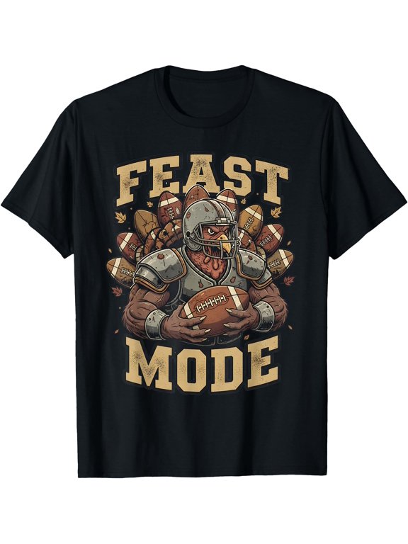 Feast Mode Turkey Football Thanksgiving Fall T-Shirt
