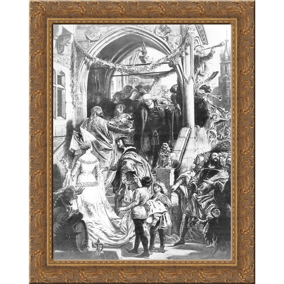 Feast Wierzynek 20x24 Gold Ornate Wood Framed Canvas Art by Matejko, Jan