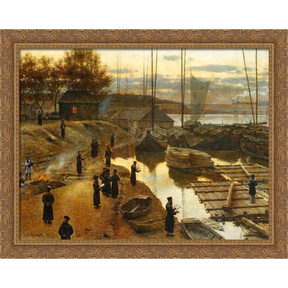 Feast of trumpets I 36x28 Large Gold Ornate Wood Framed Canvas Art by Aleksander Gierymski