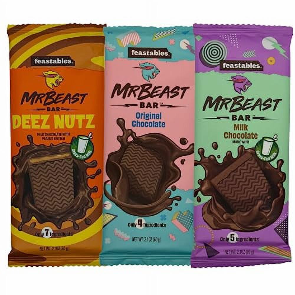 Feastables Beast Bar - Deez Nuts Milk Chocolate Butter, Original ...