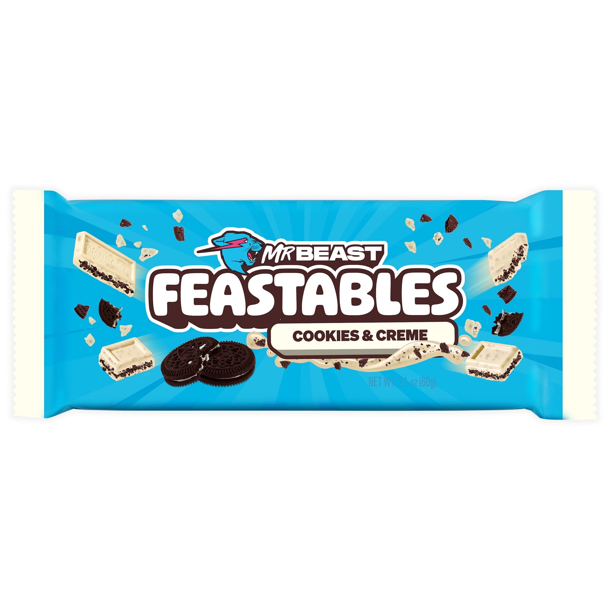 Feastables Mr Beast 1 Bar Cookies and Creme White Chocolate Bar, 2.1 oz ...