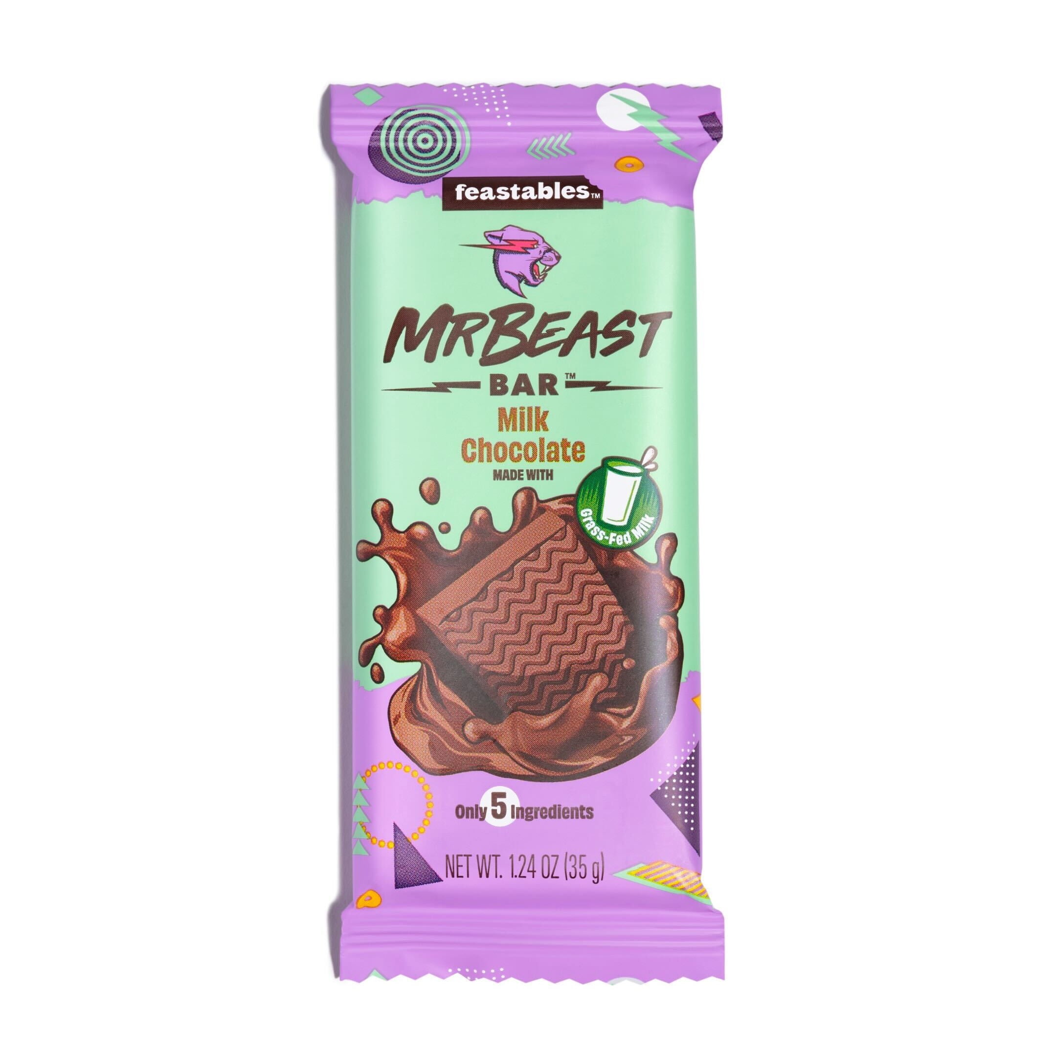 Feastables MrBeast Milk Chocolate Bars - Made with Grass-Fed Milk Chocolate  and Organic Cocoa. Only 5 Ingredients, 10 Count