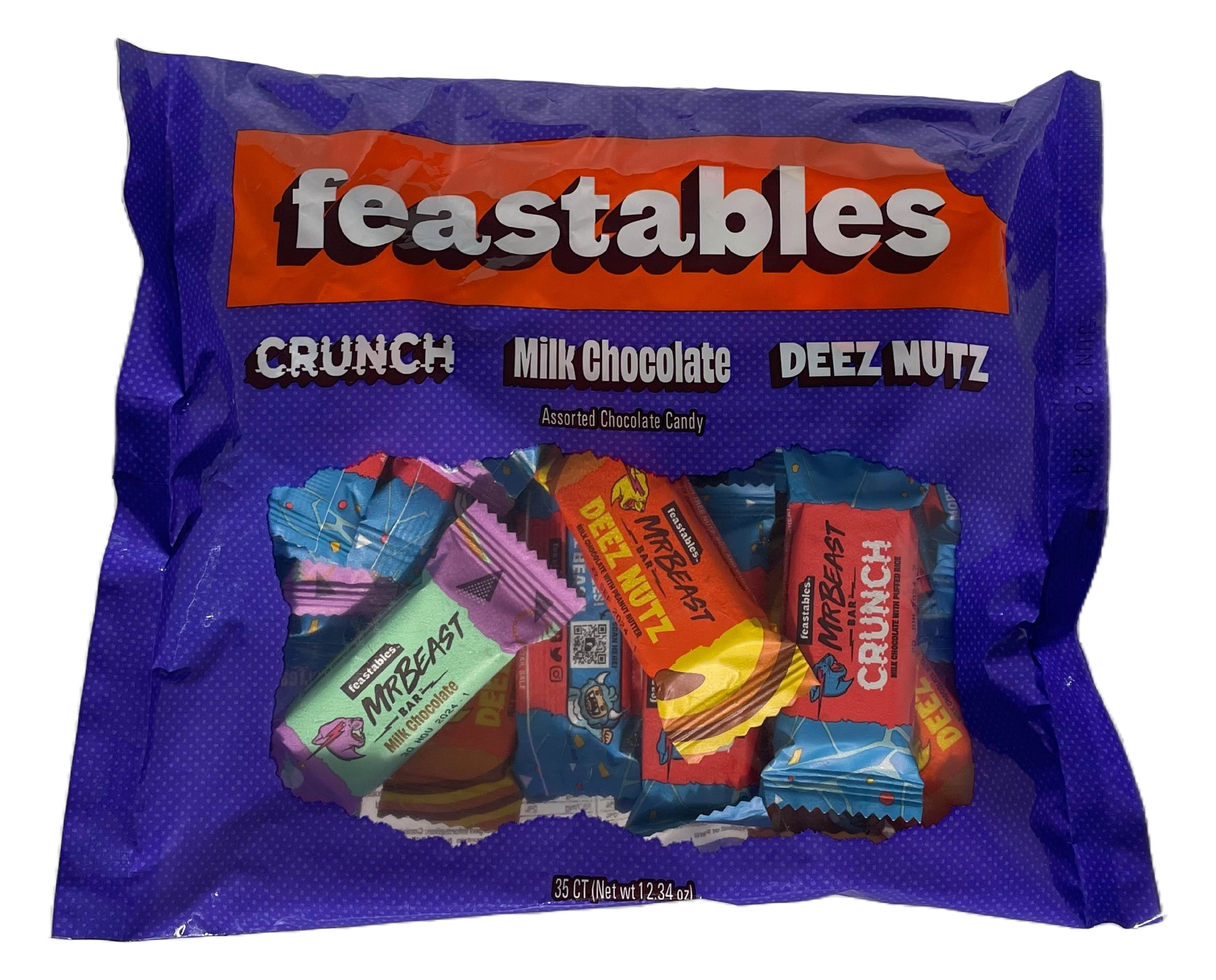 Feastables Mr Beast Milk Chocolate, Deez Nutz Peanut Butter Milk