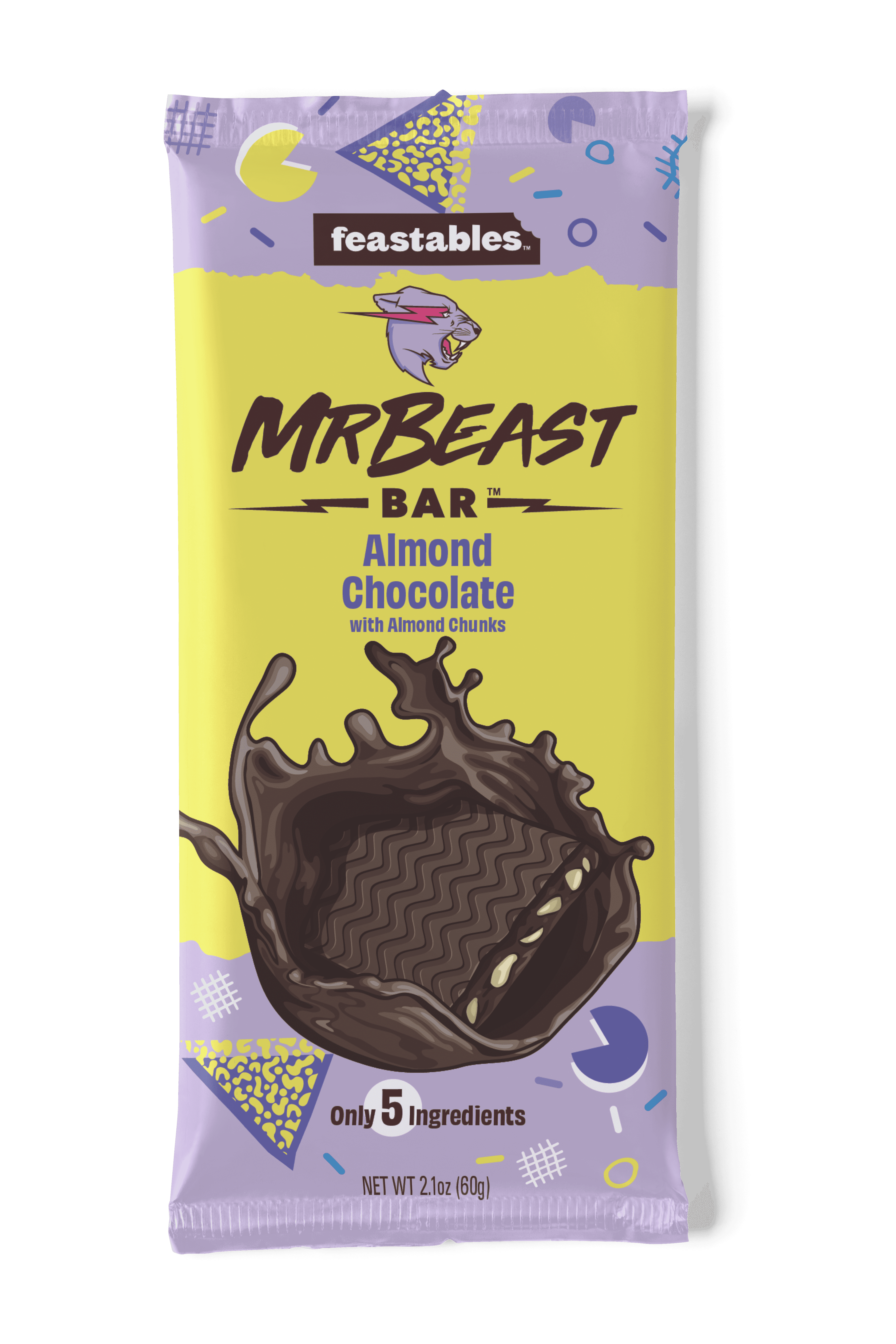 Feastables MrBeast Almond Chocolate Bar, 2.1 oz, 1 Bar