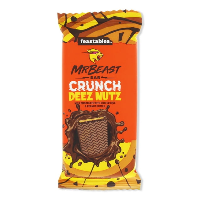 Feastables MrBeast Crunch Deez Nutz Peanut Butter Milk Chocolate Bar ...