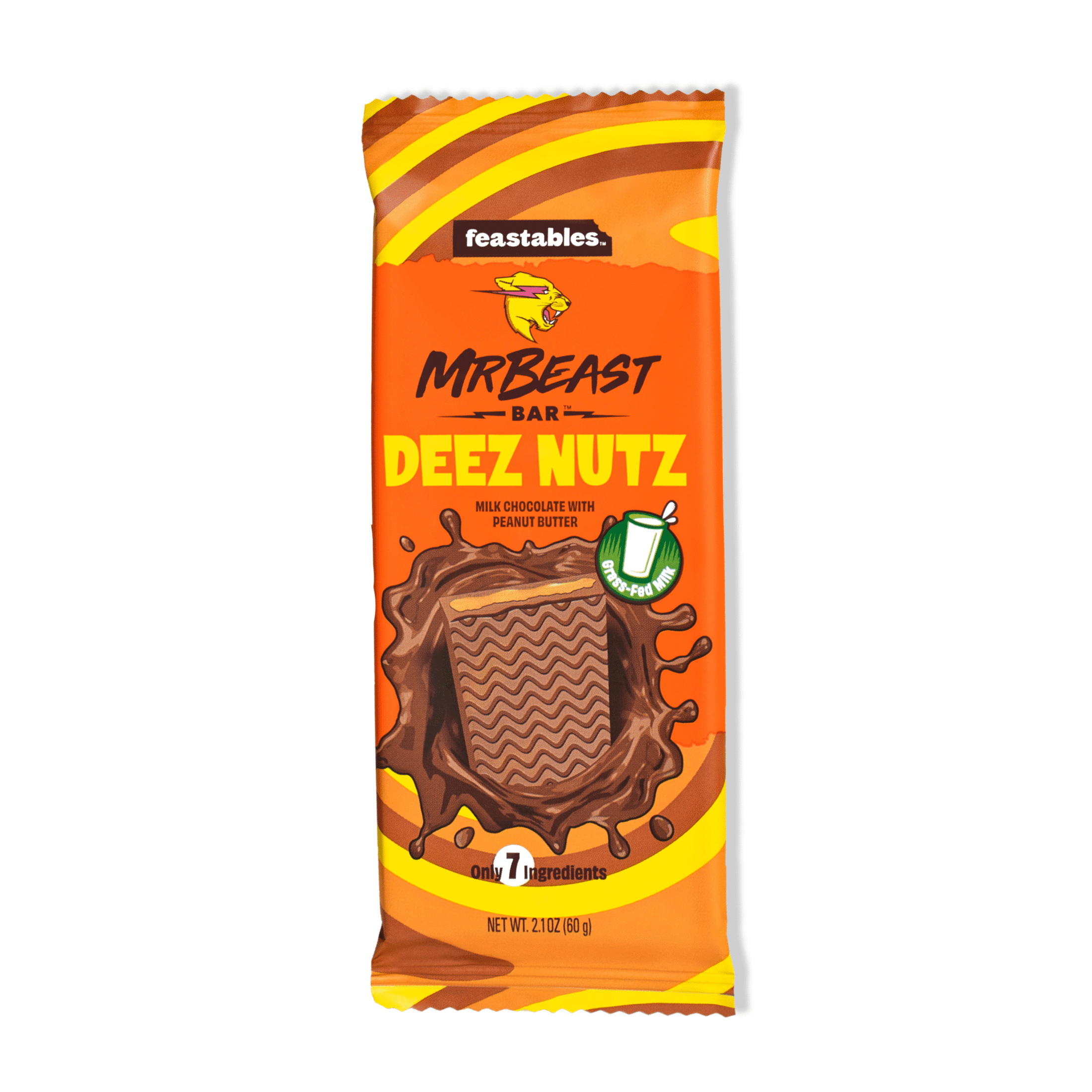 Feastables MrBeast Deez Nutz Peanut Butter Milk Chocolate Bar 2.1
