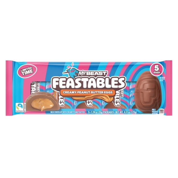 Feastables MrBeast Easter Egg Peanut Butter Cup (35g), 5 Count