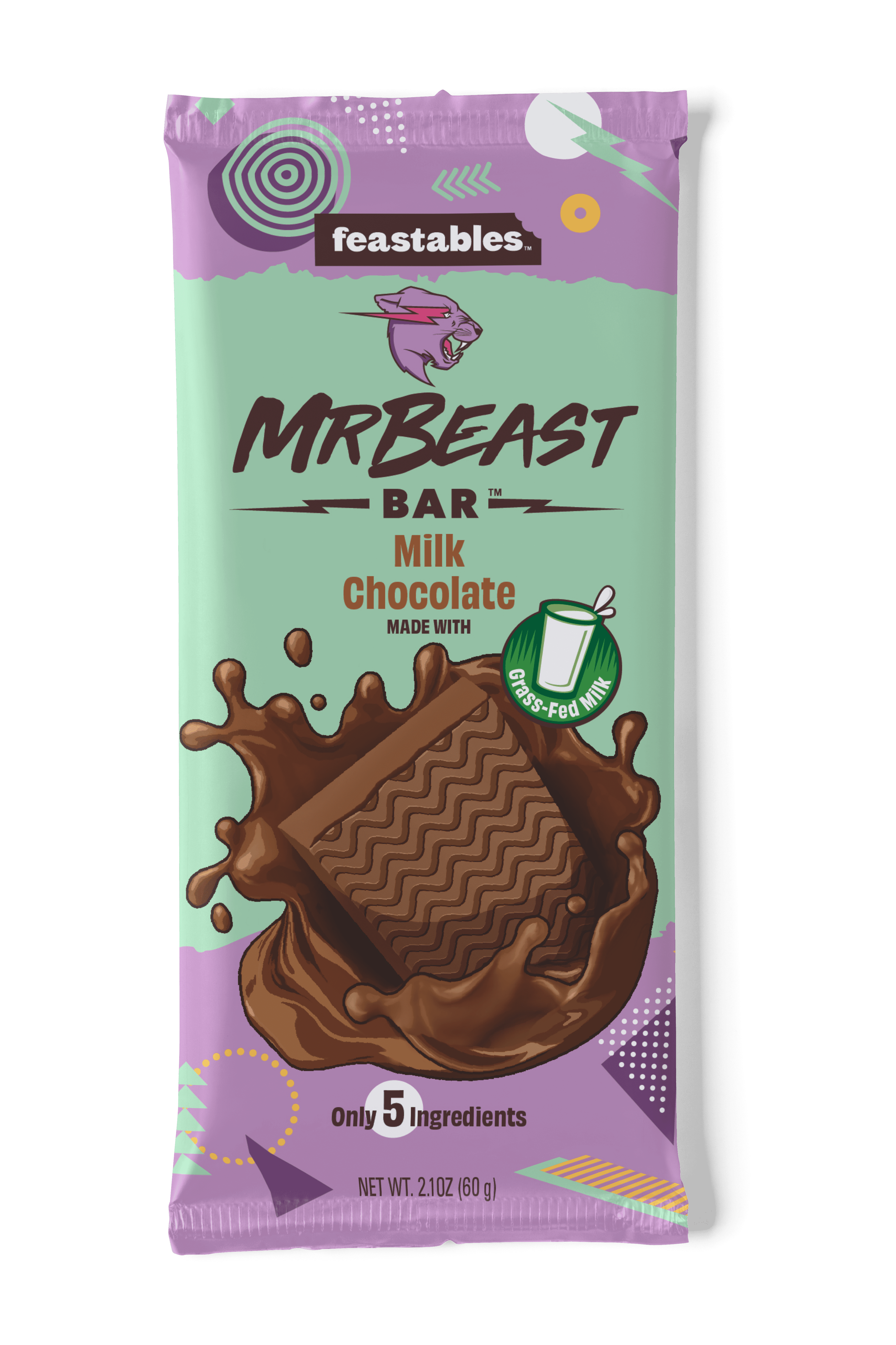 Feastables MrBeast Milk Chocolate Crunch Bar, 2.1 oz (60g), 1 Bar