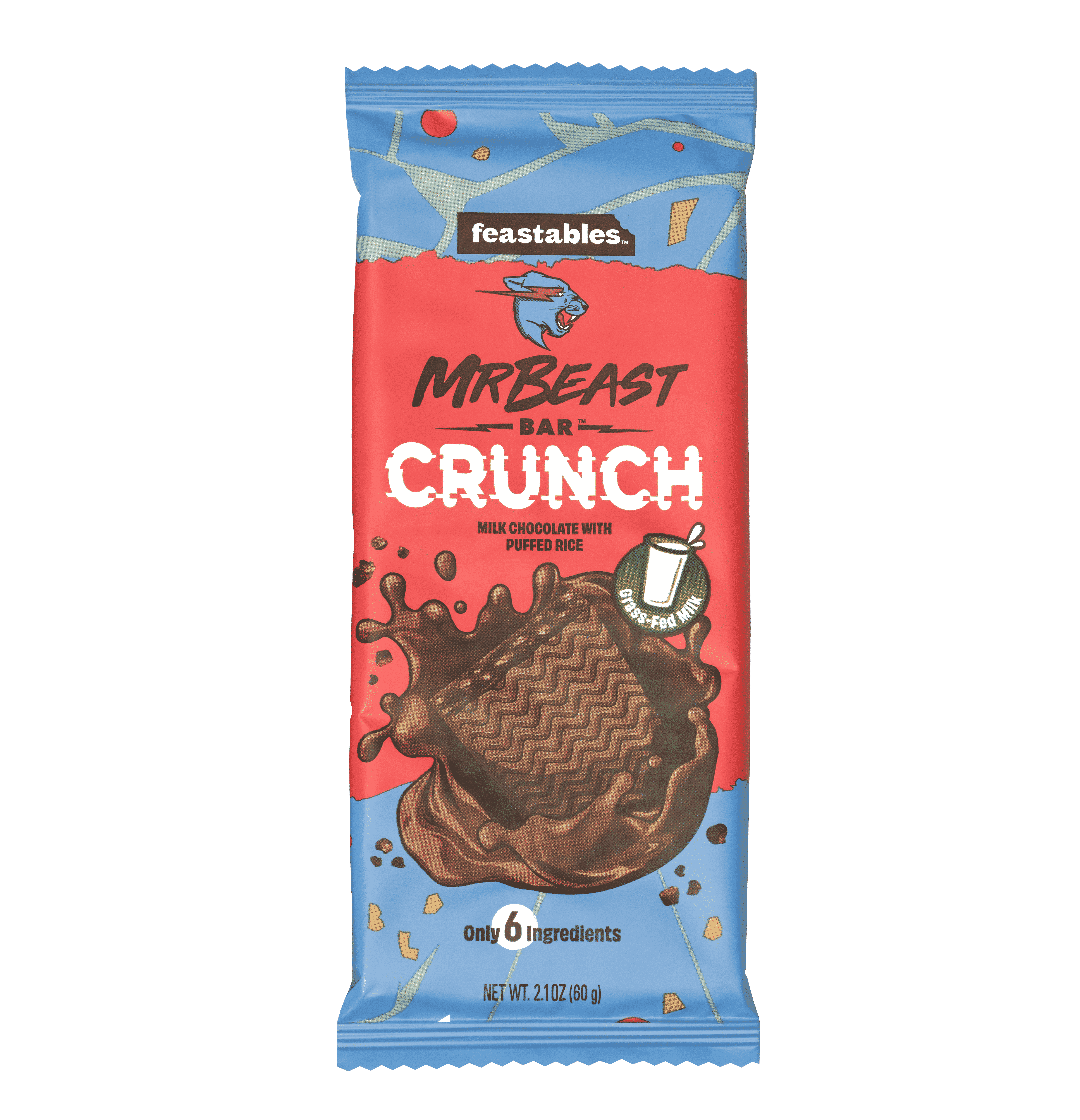 Feastables MrBeast Milk Chocolate Crunch Bar, 2.1 oz (60g), 1 Bar