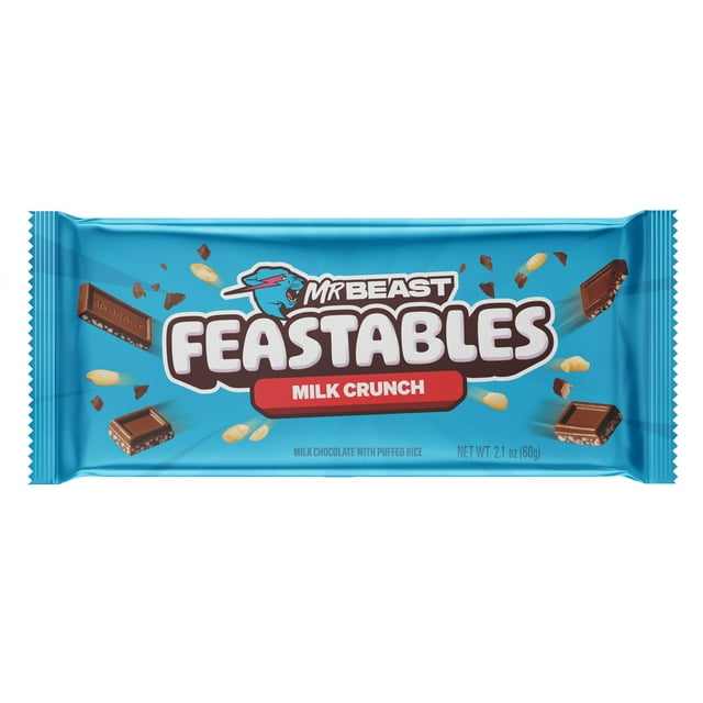 New Feastables MrBeast Milk Chocolate Crunch Bar, Creamier, Richer ...
