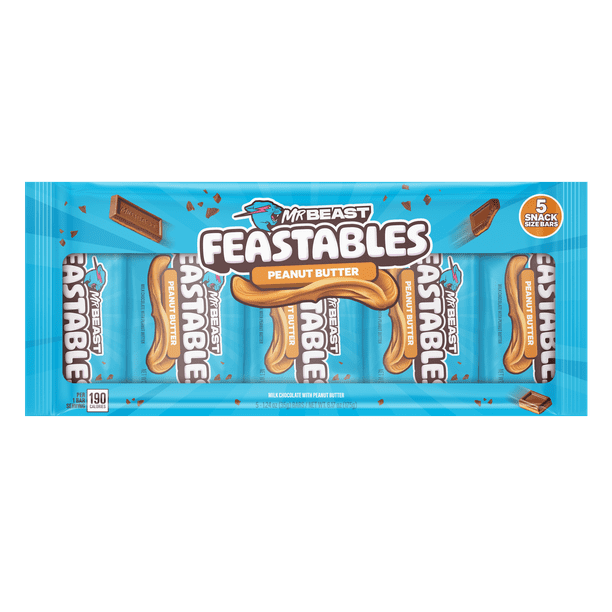 Feastables MrBeast Peanut Butter Milk Chocolate Bar, 1.24 oz (35g), 5