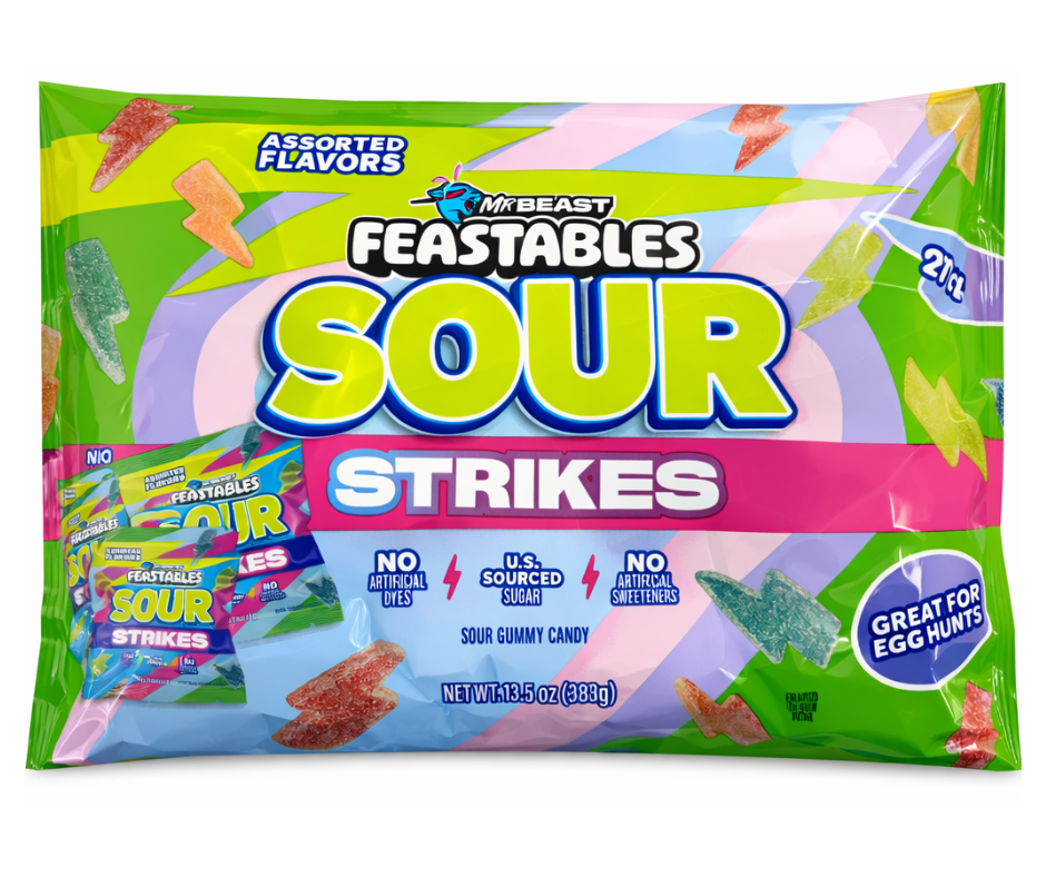 Feastables Sour Strike Assorted Flavor Easter Candy, 13.5 oz Bag, 27 Count