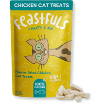 Feastfuls Freeze Dried Chicken Breast Cat Treats (1.5oz) - 100% Chicken, Only 1 Ingredient, Made in USA
