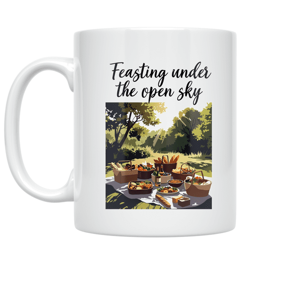 Feasting Under the Open Sky - Outdoor Dining Enthusiast - 11 oz Ceramic Coffee Mug