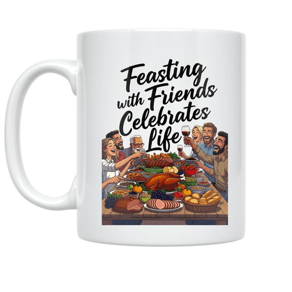Feasting with Friends Celebrates Life - Culinary Enthusiast - 11 oz Ceramic Coffee Mug
