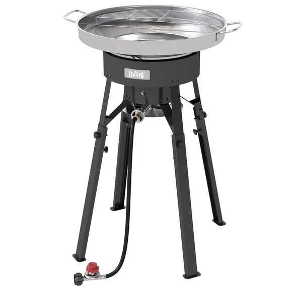 Feasto 23" Stainless Steel Concave Comal Set with 54000BTU Paella Burner, Adjustable Stand for Outdoor Cooking