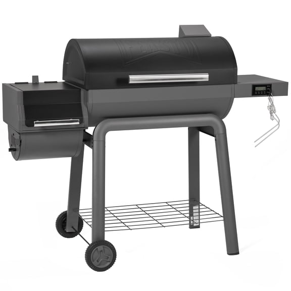 Feasto 30-inch Heavy-Duty Charcoal Grill with Offset Smoker - Digital Temperature Control & 2 Meat Probes, 815 Sq. In. Cooking Space for Backyard Bbq