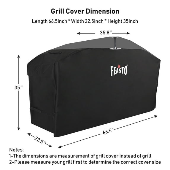 Feasto 55"-72" Heavy Duty BBQ Grill Cover for Outdoor Grill W66"xD25"xH35"