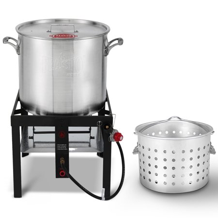 FEASTO 80QT Crawfish Boiler Kit, Seafood Boil Pot, 100000BTU Propane Burner, Aluminum Seafood Boil Pot With Basket, Electronic Ignitor, Ergonomic Handle, Seafood and Crawfish Boiler