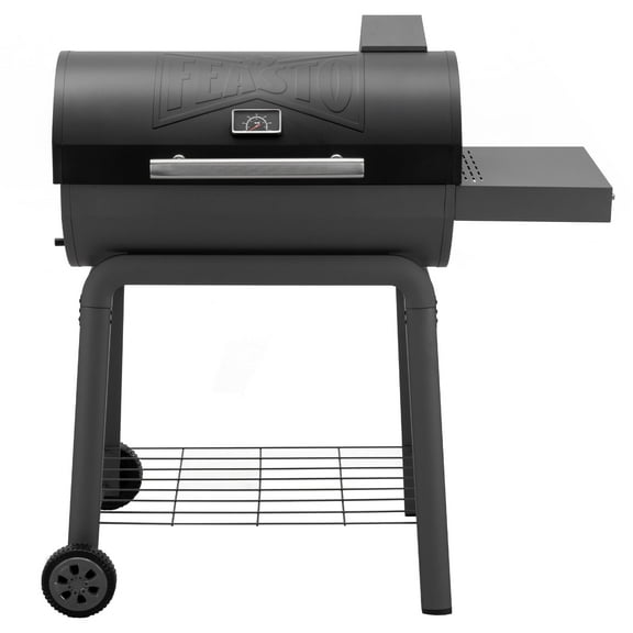 Feasto BBQ Charcoal Grill with Side Table, 30-In Heavy Duty Outdoor BBQ Grill with 647 Sq. In Cooking Area for Outdoor Barbecue in Backyard, Patio and Parties, Black by Feasto