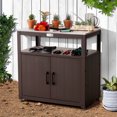 thumbnail image 1 of Feasto Garden Potting Bench with Storage Cabinet,Outdoor Gardening Table & Work Bench for Plants, Horticulture,Outdoor Workstation with Stainless Steel Tabletop,Outdoor Work Table,Brown, 1 of 8