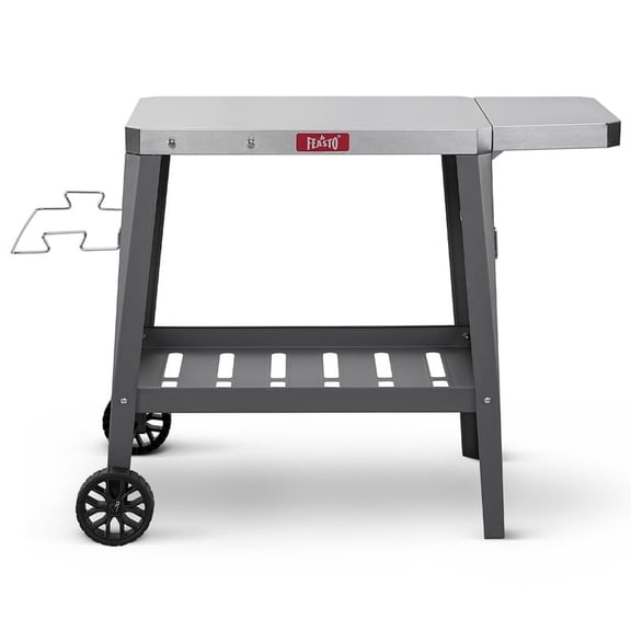 Feasto Gray Grill Cart with Folding Side Table, Rolling Movable Outdoor BBQ Cart