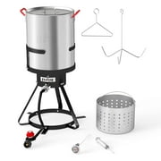 Feasto Outdoor Deep Fryer Turkey Fryer Set 30QT with Perforated Basket, Turkey Rack, Lifting Hook,Thermometer