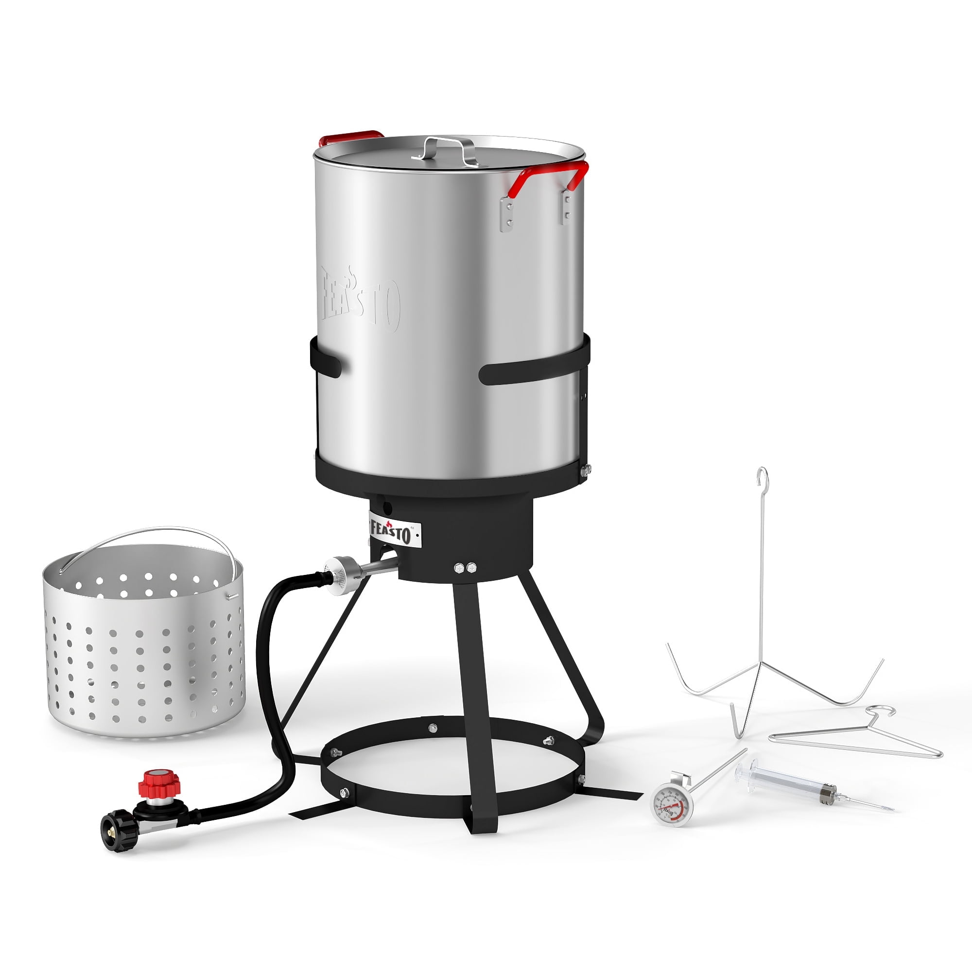 Feasto Outdoor Deep Fryer Turkey Fryer Set 30QT with Perforated Basket, Turkey Rack, Lifting Hook,Thermometer