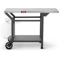 thumbnail image 1 of Feasto Outdoor Grill Table, 40’’x20’’, Movable Pizza Oven Table with Wheels, Stainless Steel Countertop Grill Cart with Storage Shelf & Foldable Extension Table, 6 Extra Hooks,for BBQ Food Prep, 1 of 8