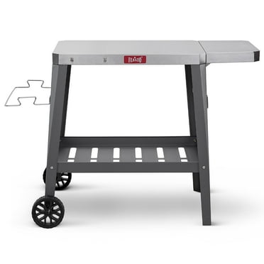 Feasto Outdoor Grill Table Cart, Pizza Oven Table with Wheels, Stainless Steel Countertop Cart with Foldable Extension Table,Food Prep Grill Cart for Outdoor BBQ