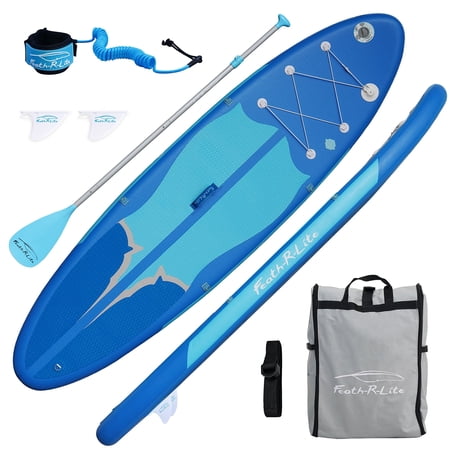Feath-R-Lite Inflatable Stand Up Folding Paddle Board, SUP Portable Lightweight Blue Paddle Board Inflatable, Adapter Adjustable Aluminum Alloy Paddle Camera Base Accessory, Unisex