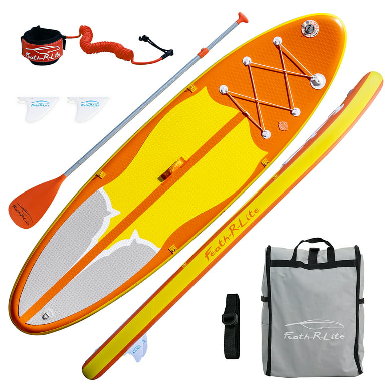 Feath-R-Lite Stand Up Inflatable Folding Paddle Board, SUP Portable  Lightweight Orange Paddle Board Inflatable, Adapter Adjustable Aluminum  Alloy