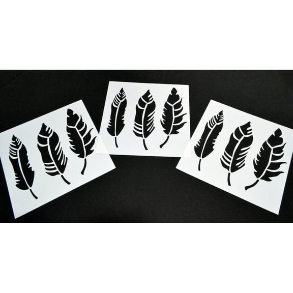 Feather 10 Pack! Vinyl Airbrush Stencils Feathers 10 Mil Spray paint stencil 7"