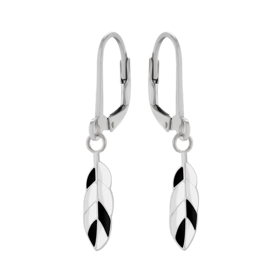 Feather 925 Sterling Silver Leverback Earrings
