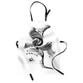 thumbnail image 1 of Feather Apron Monochrome Abstract Phoenix Design with Curl and Swirls Motifs Mythical Animal, Unisex Kitchen Bib Apron with Adjustable Neck for Cooking Baking Gardening, Black and White, by Ambesonne, 1 of 3
