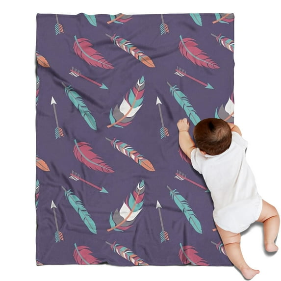 Feather and Arrow Pattern Blanket,Comfortable Soft Lamb Wool Throw Blanket,All Season,Warm Lightweight Blankets for Sofa Bed Couch Living Room Chair,30"x40"